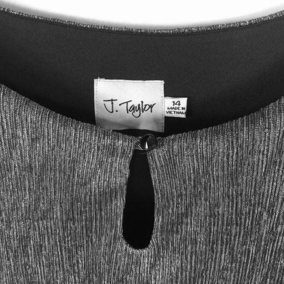 J TAYLOR METALLIC SILVER DOLMAN WOMENS DRESS SIZE 14 - Picture 3 of 12